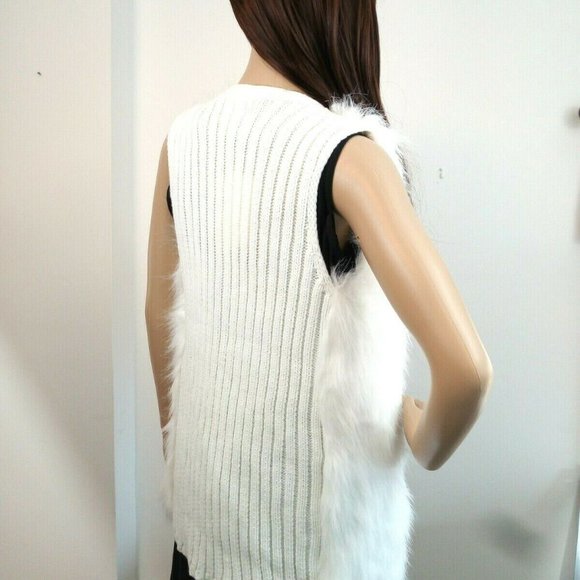 Hippie Rose Faux Fur Sweater Vest White Ivory - Picture 5 of 6